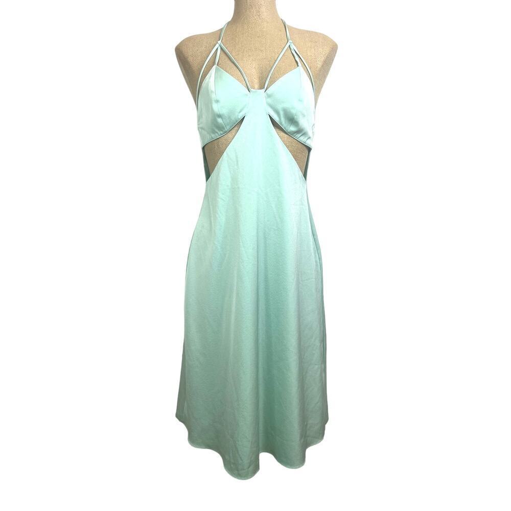 Samantha Sipos Mint Green Butterfly Halter Neck Slip Dress‎ Size Small